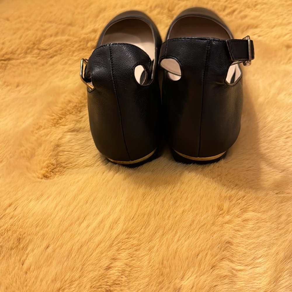 Vince Camuto Black Leather Ankle-Strap Flats - Picture 2 of 5